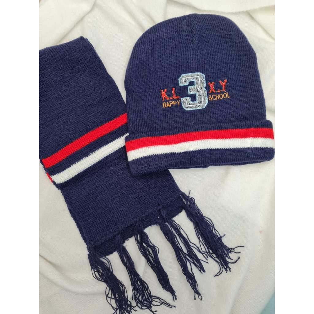 Kit Touca com Cachecol Listrado menino Infantil