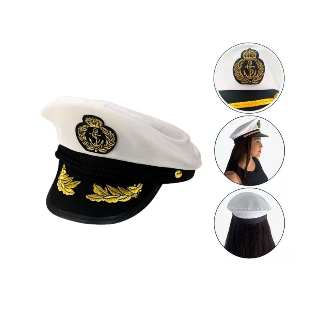 Fantasia Chapéu Quepe Marinheiro Festa Carnaval Halloween Marinha Unissex