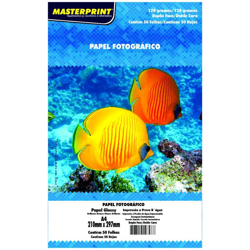 Papel Glossy Fotográfico Dupla Face 120g/m² 180g/m² 220g/² 50 e 20 Folhas Masterprint