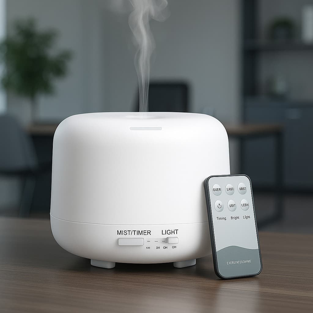 Difusor de Aromas Ultrassônico 5 em 1 com Controle Remoto Umidificador Abajur LED Colorido
