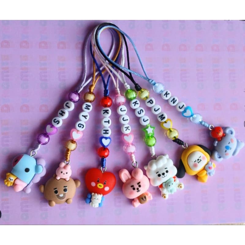 Phone Strap BT21 Coração/ Estrela com pingente