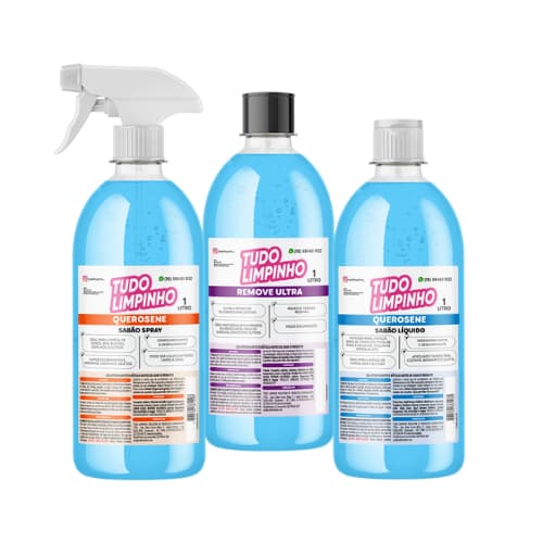 KIT TRIO BÁSICO SABÃO, SPRAY QUEROSENE + REMOVE TUDO LIMPINHO