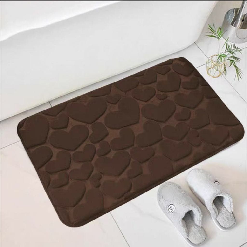 Tapete de Porta Para Banheiro Macio Antiderrapante Design Coração
