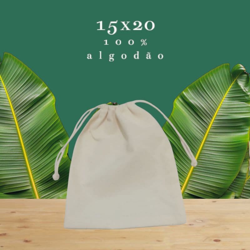 10 saquinhos em algodão cru 15x20