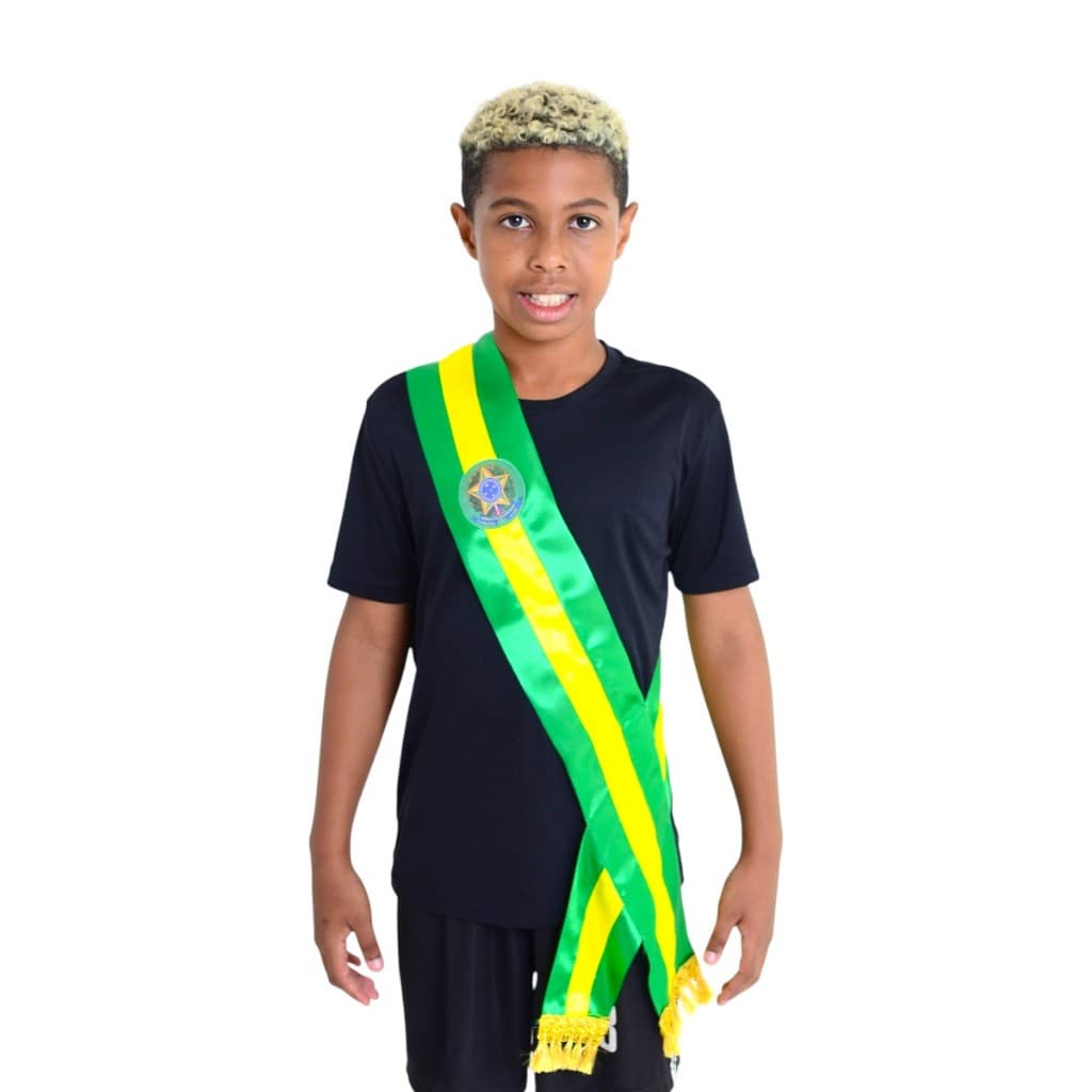 Faixa Presidencial Cetim Verde Amarela Brasileira Presidente