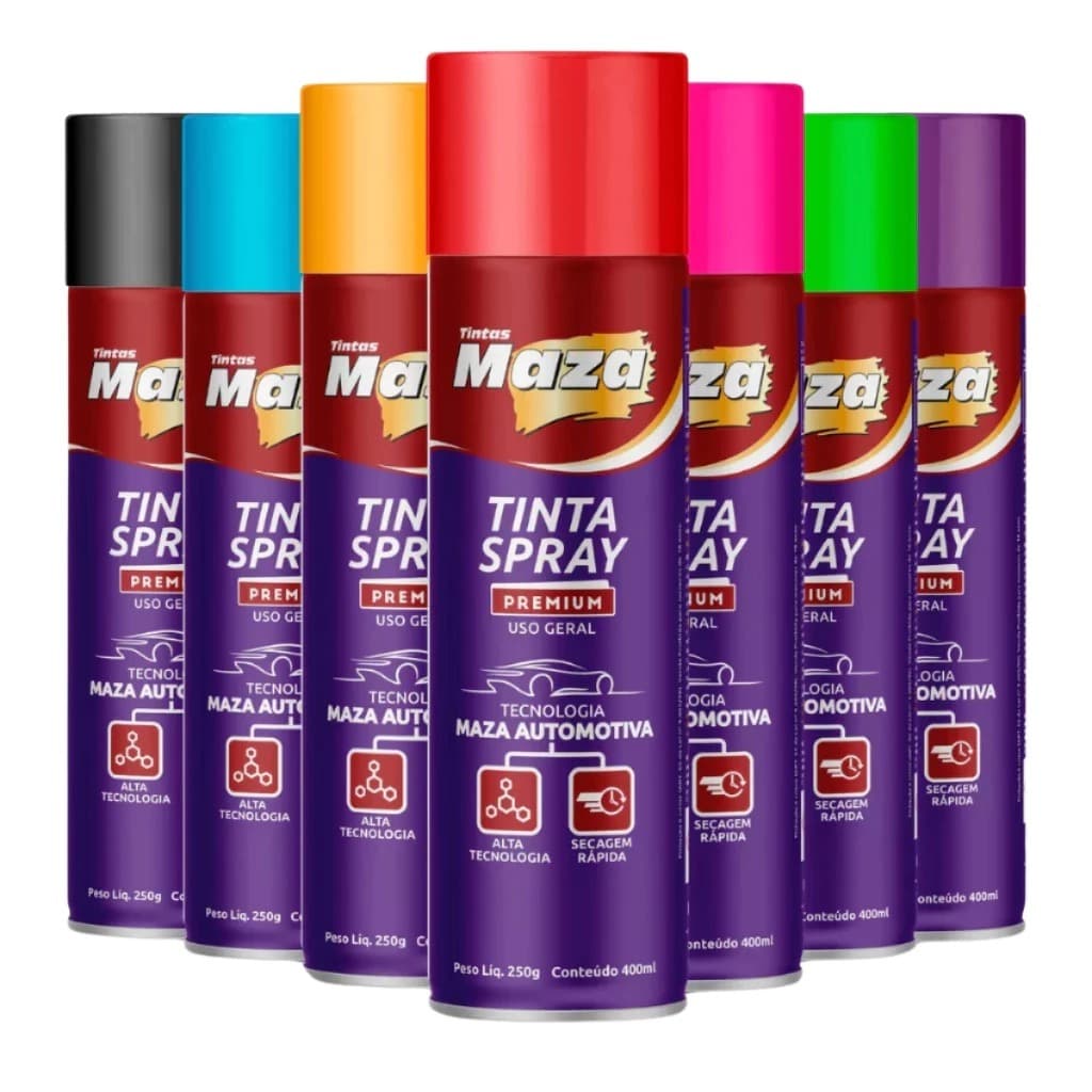 Tinta Spray Maza Automotivo Cores Linha Premium Secagem Rápida 400ml