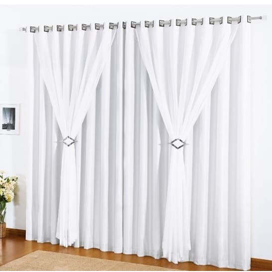 Cortina de Voil com Forro Microfibra Branca ou Palha 2 Metros 3 Metros 4 Metros 5 Metros e 6 Metros