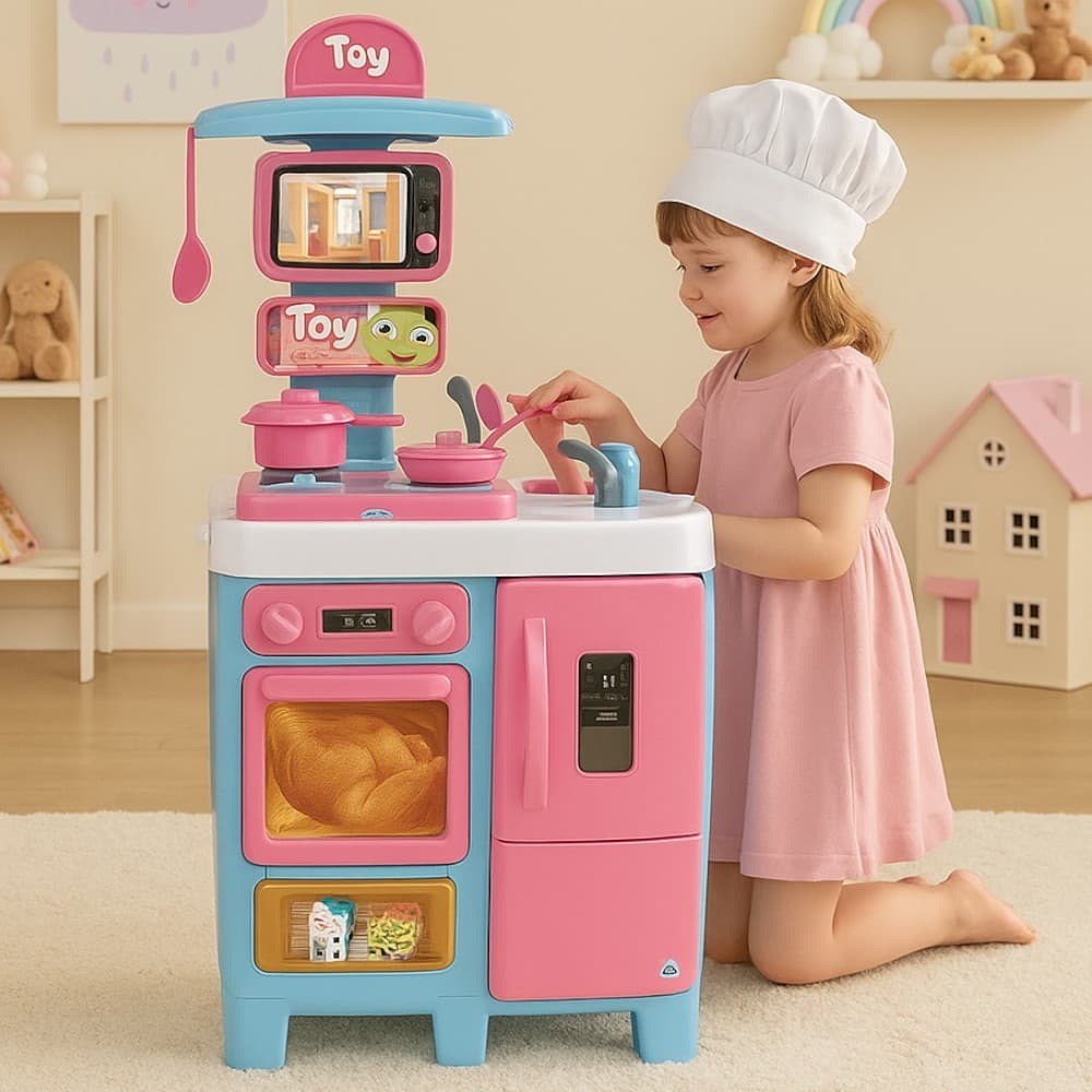 Cozinha Infantil Grande Completa Com Geladeira Menina Sai Água de Verdade 92 Cm