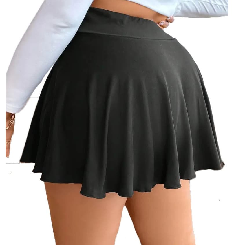 Short Saia Babado Plus Size G1 G2 G3 G4 Tapa BumBum Em Suplex Poliéster WOLFOX Fitness Academia