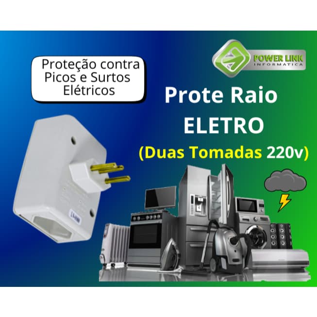 Protetor PROTE RAIO ELETRO PW 220V 10A ou BIVOLT 20A - Eletrodomésticos em geral DPS Tomada Protegida . Duas Tomadas