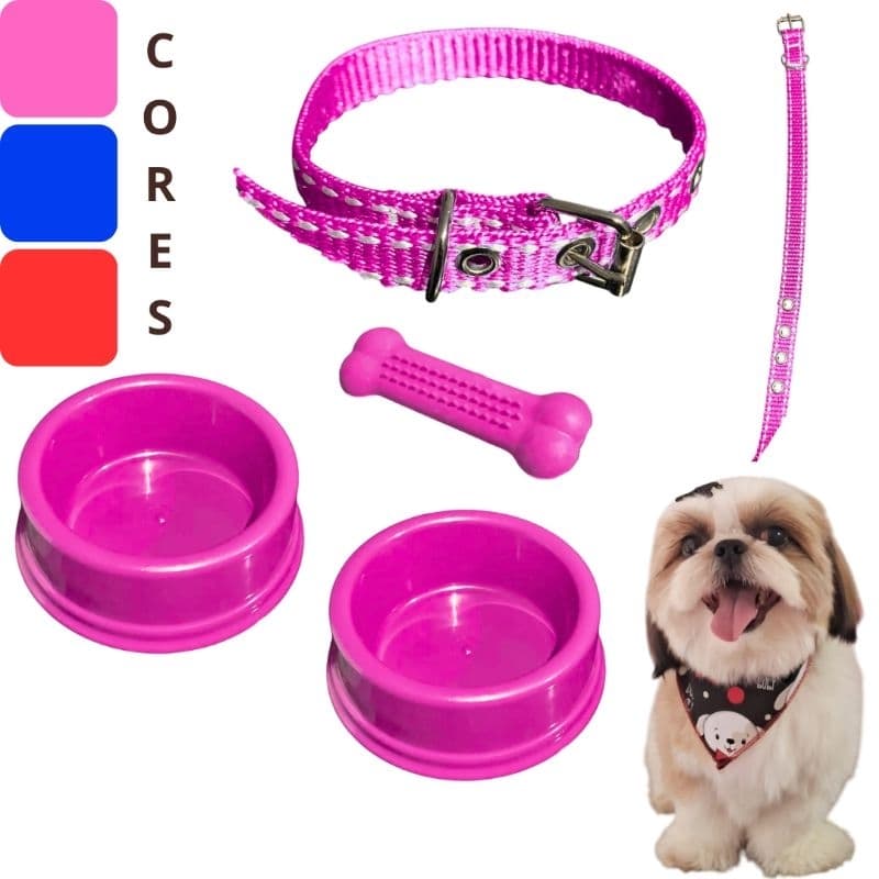 Kit Cachorro Comedouro Para Cachorro Brinquedo Pet Simples Pequeno