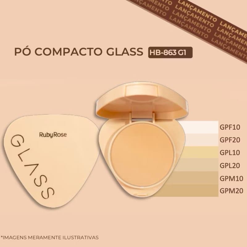 Pó Compacto Textura Aveludada Glass Face Pele Contorno by Ruby Rose