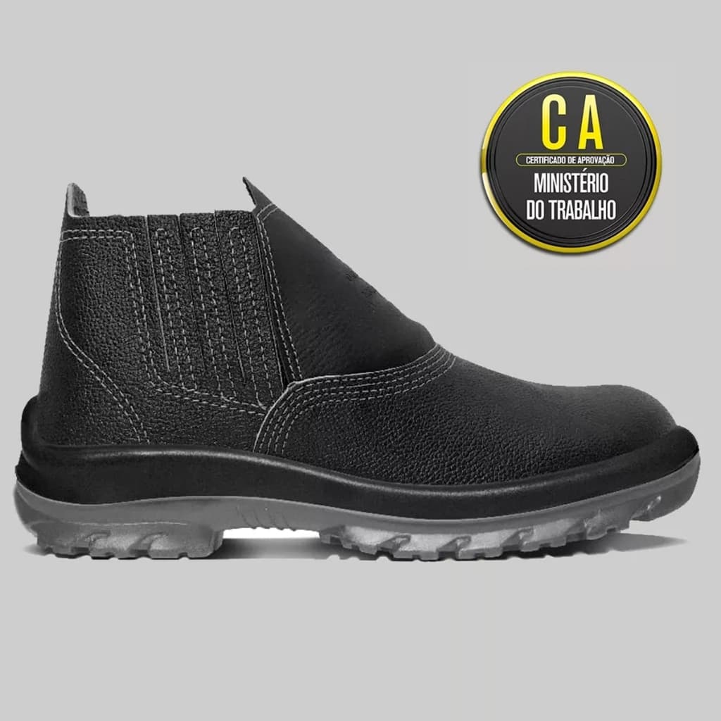 Bota Segurança Botina Premium Couro Reforçado Para Trabalho Com C.A Bico Pvc Epi