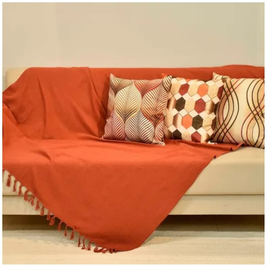 Manta Para Sofá Terracota Luxo Proteção Para Sofá Decoração Sala 220 x 120 CM