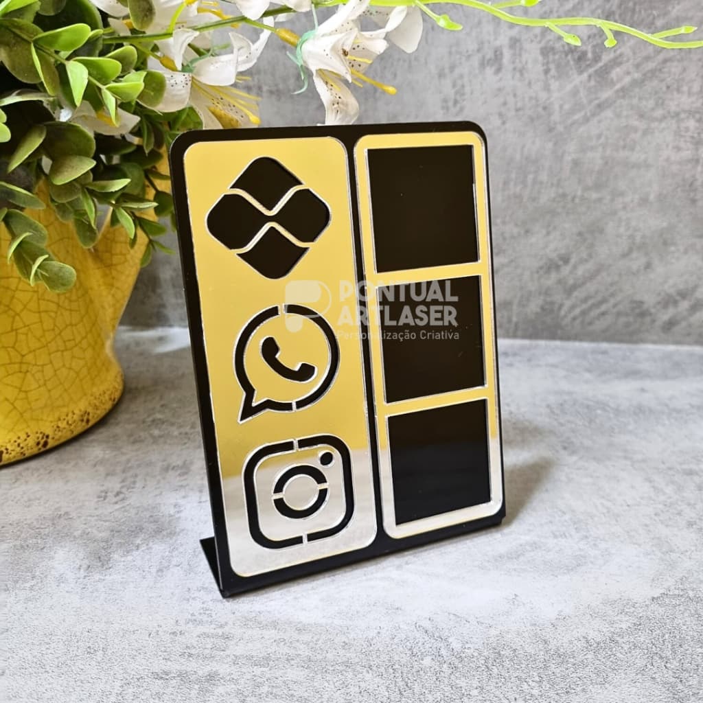 Placa Pix Display Acrílica Qr Code Mesa Balcão Pix Instagram Acrilico Loja Estabelecimento