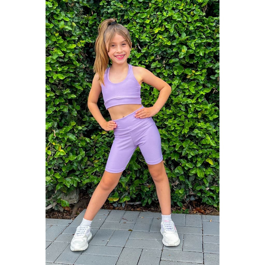 Conjunto Infantil Short Ciclista e Top Menina Kids roupas de Treino