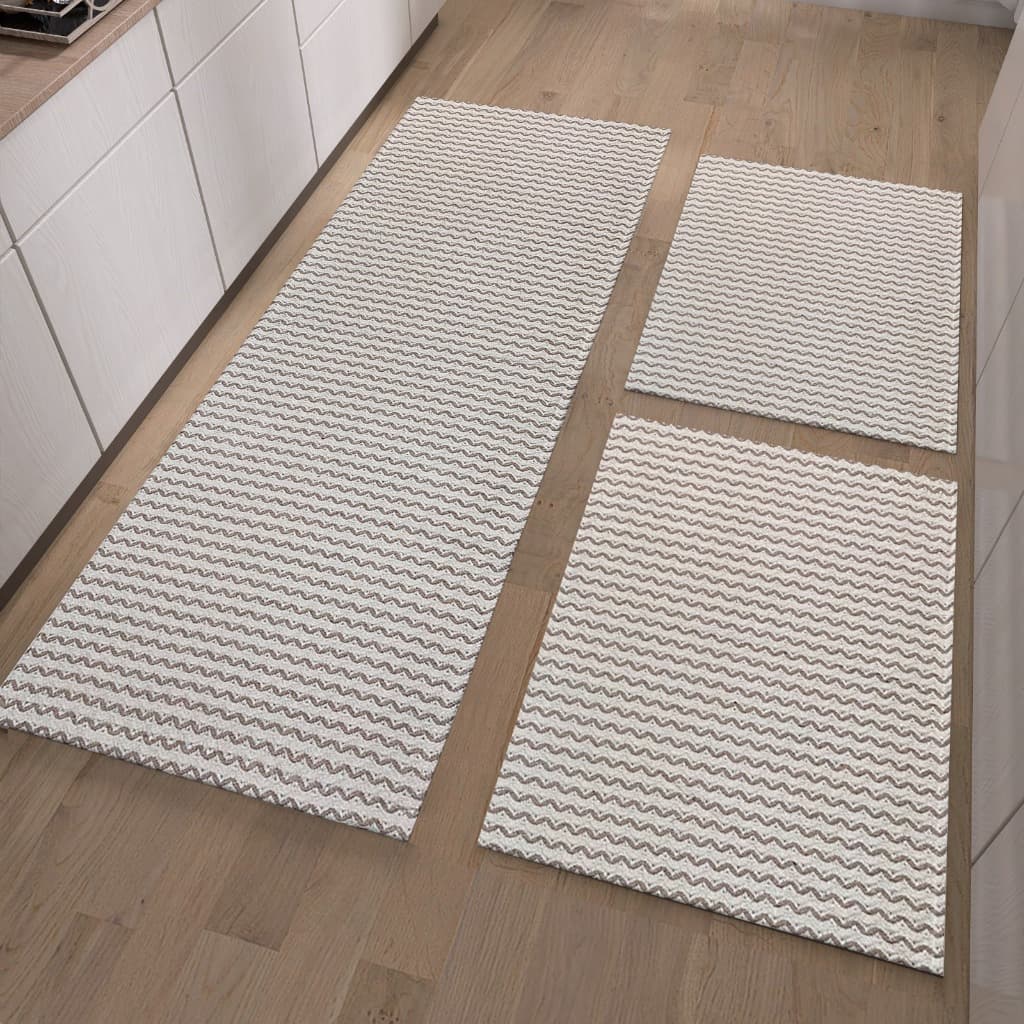 Jogo De Passadeiras 3 Peças Sendo 2 Tapetes 40 cm x 60 cm -1 Passadeira 40 cm x 130 cm-Sala Cozinha
