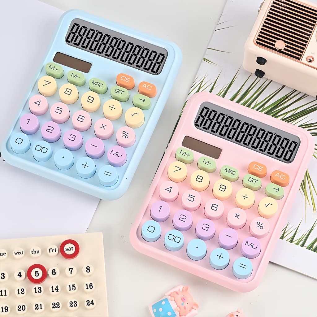 Calculadora Colorida De 12 Dígitos Teclado Mecânico De Ponto Grande Escola & Papelaria De Escritório
