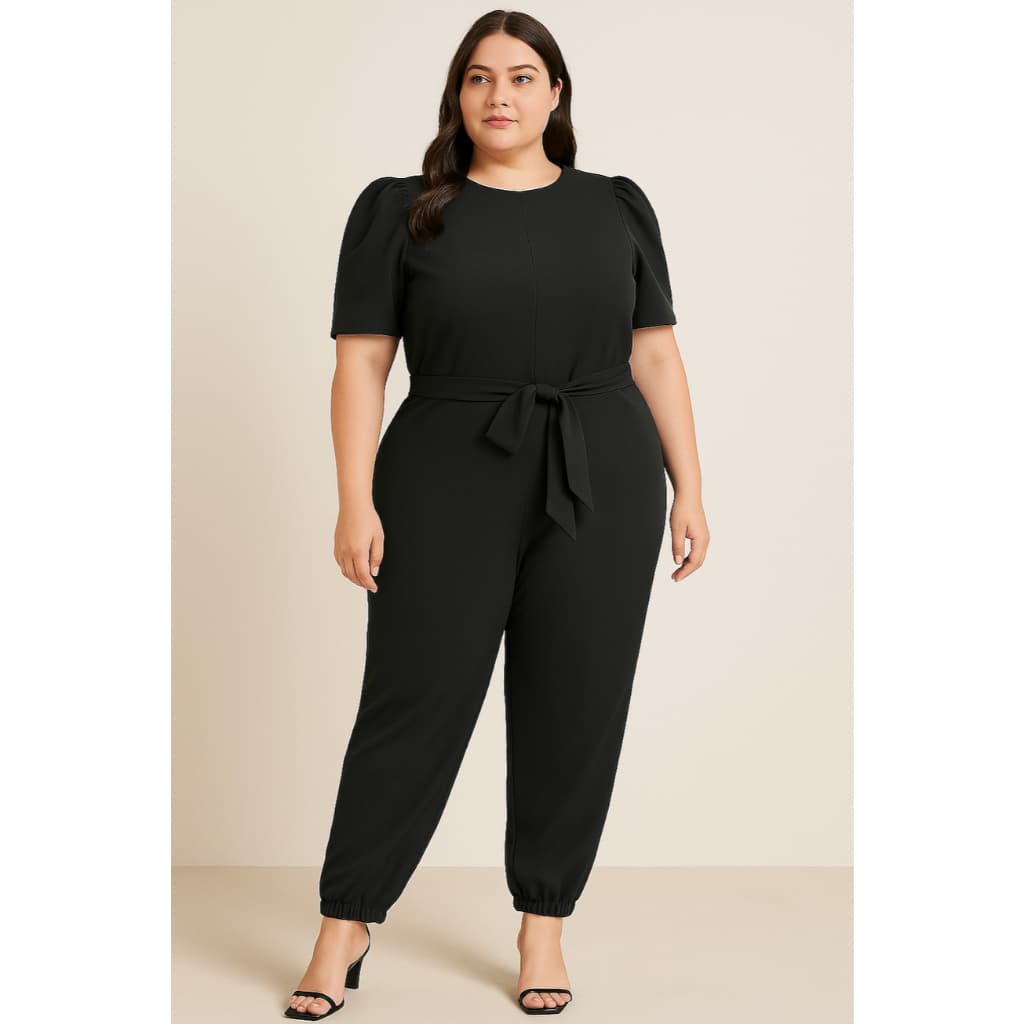 Macacão Feminino Longo Plus Size Manga Bufante Princesa Com Cinto PROMOÇÃO