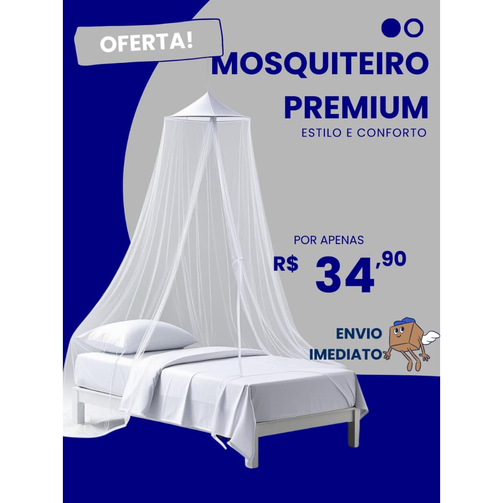 Mosquiteiro para Cama de Solteiro Prático, Com Abertura Lateral Fácil de Acesso