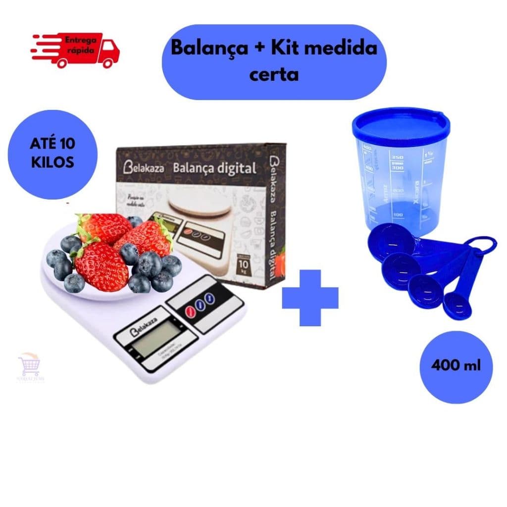 Kit Balança Digital + Kit Medida Certa Para Suas Receitas Dieta Facilita Seu Dia Qualidade Promoção