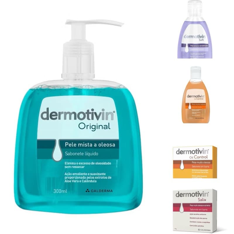 Sabonete em barra Dermotivin 90g  Sabonete Liquido Dermotivin 120ml / 300ml