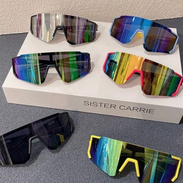 Óculos Esportivos de Quadro Grande com Lentes Espelhadas e Formato Envolvente para Homens, Adequado para Viagens ao Ar L