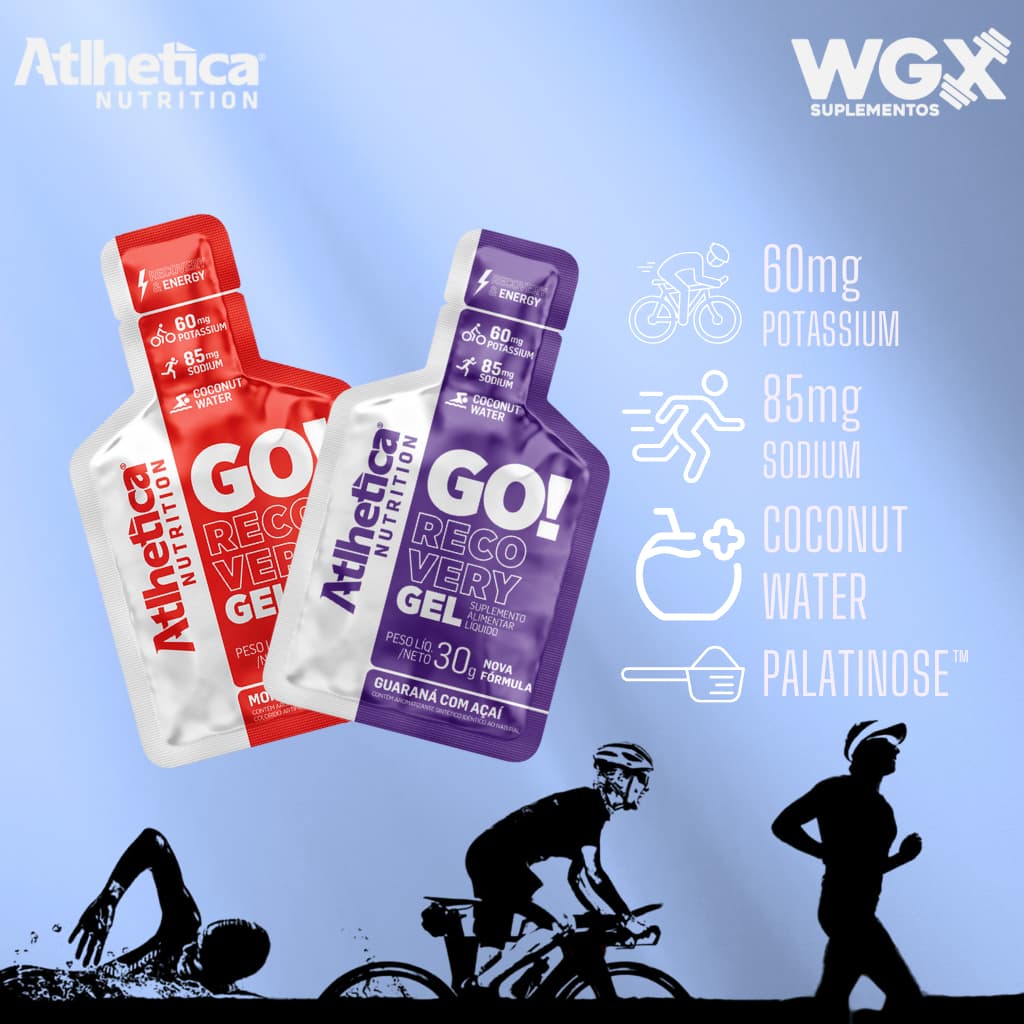 GO! Recovery Gel - Atlhetica Nutrition - Carboidrato em gel - Caixa com 10 sachês de 30g cada