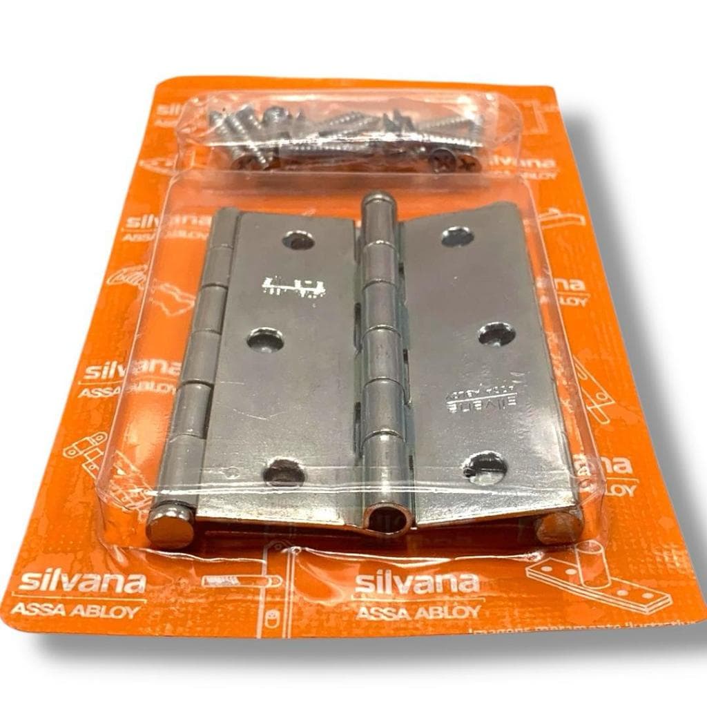 Kit 3 Dobradiças Silvana 3.1/2 para portas de madeira. Acabamento Zincado. Com parafusos.