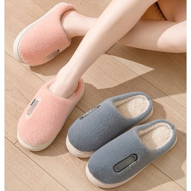 Chinelo Feminino liso canelado De Inverno Antiderrapante FlexíVel Quente De Inverno