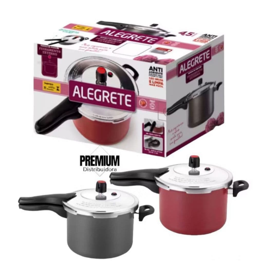 Panela Pressão 4,5 Litros Fechamento Externo Antiaderente Teflon Varias Cores Cozimento Rapido
