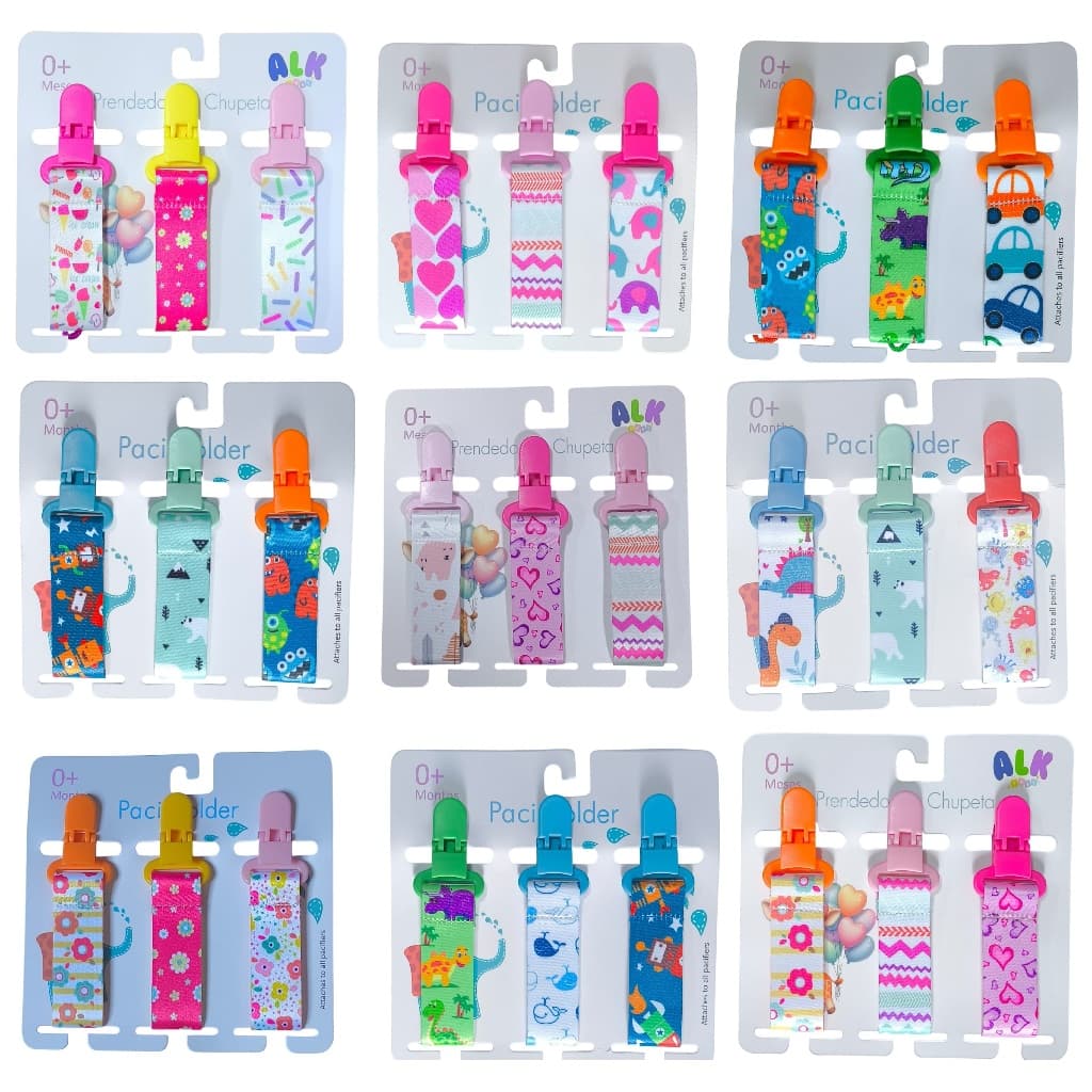 3 Prendedores chupeta cordão cordinha bico bebê menina menino unissex para Mam Nuk Avent Buba lillo