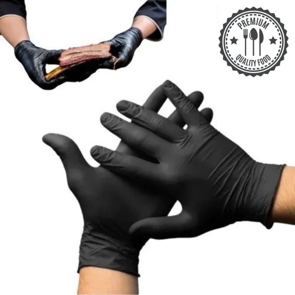 Kit 10 Luvas Preta Churrasqueiro BBQ Premium Luva de Churrasco Cozinheiro Alimentos Hamburgueria