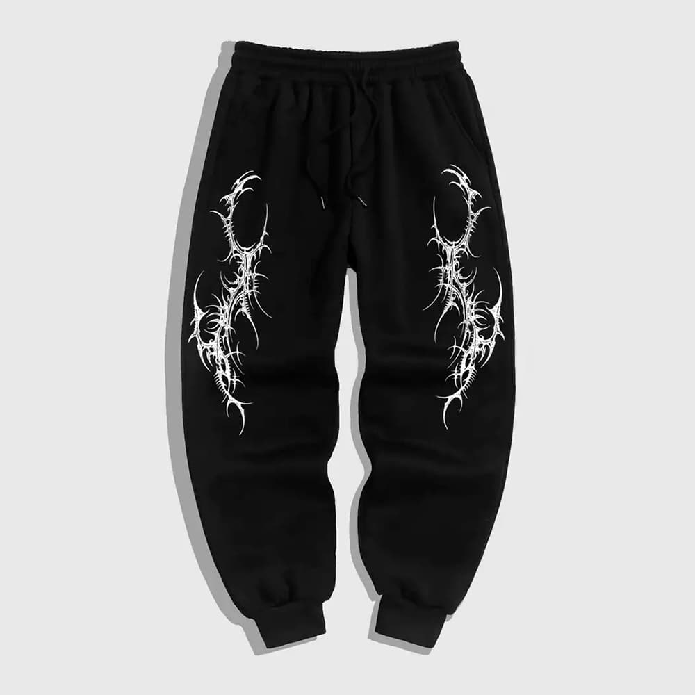 Calça Moletom Algodão Academia Treino Arte Tribal Gótico Streetwear Mode Unissex
