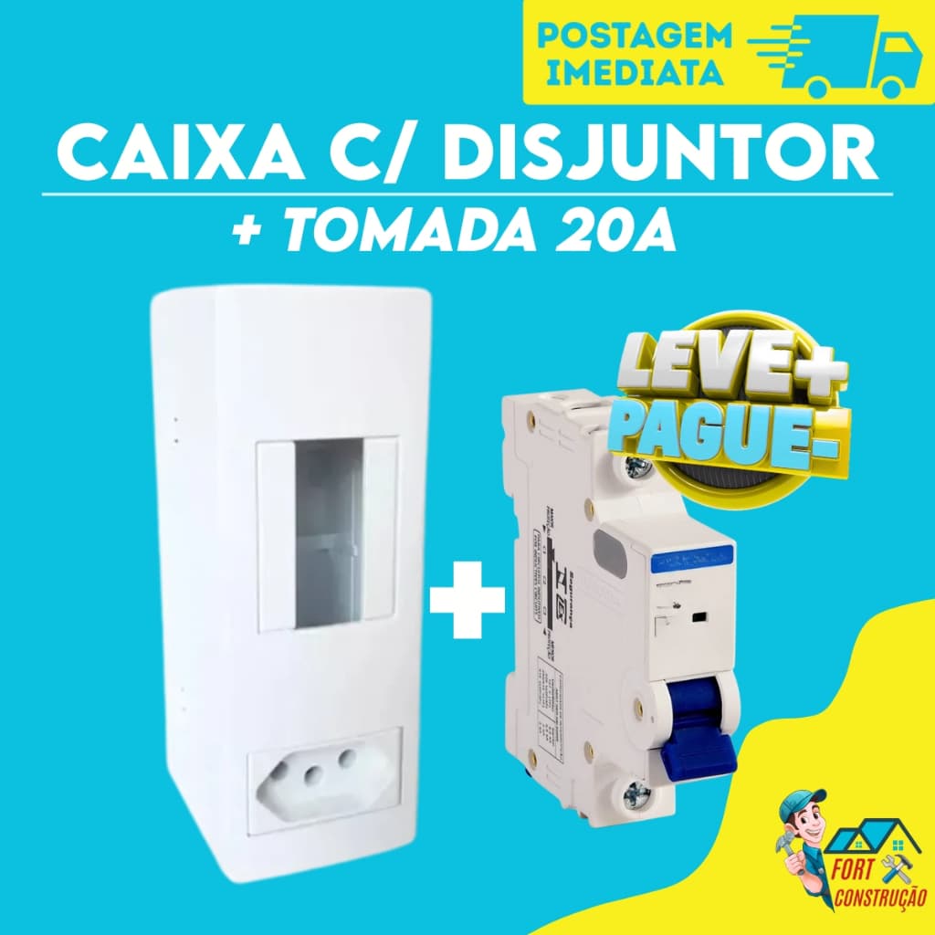 Caixa com disjuntor + Tomada 20A. para Ar-condicionado - Proteção e Segurança para seu eletrônico.