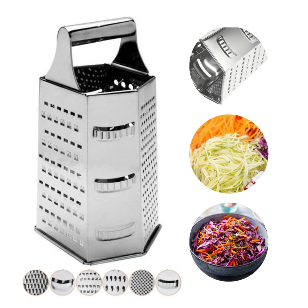 Ralador 6 Faces Aço Inox Multiuso Com Alça Para Legumes