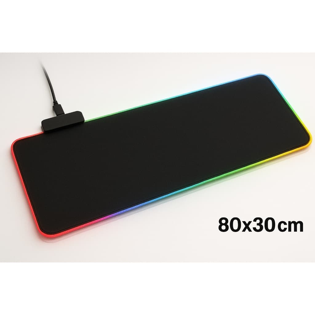 Mouse Pad Gamer Grande 70x35 Preto, Mapa Mundo Borda Costurada Antiderrapante Com LED ou Sem LED