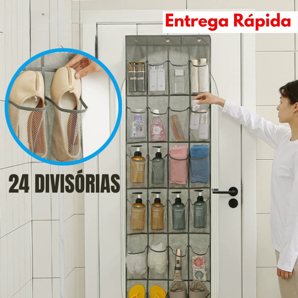 Sapateira Suspenso de Porta Organizador Multiuso Divisória Vertical Chinelo Spatos  OG-32-ND