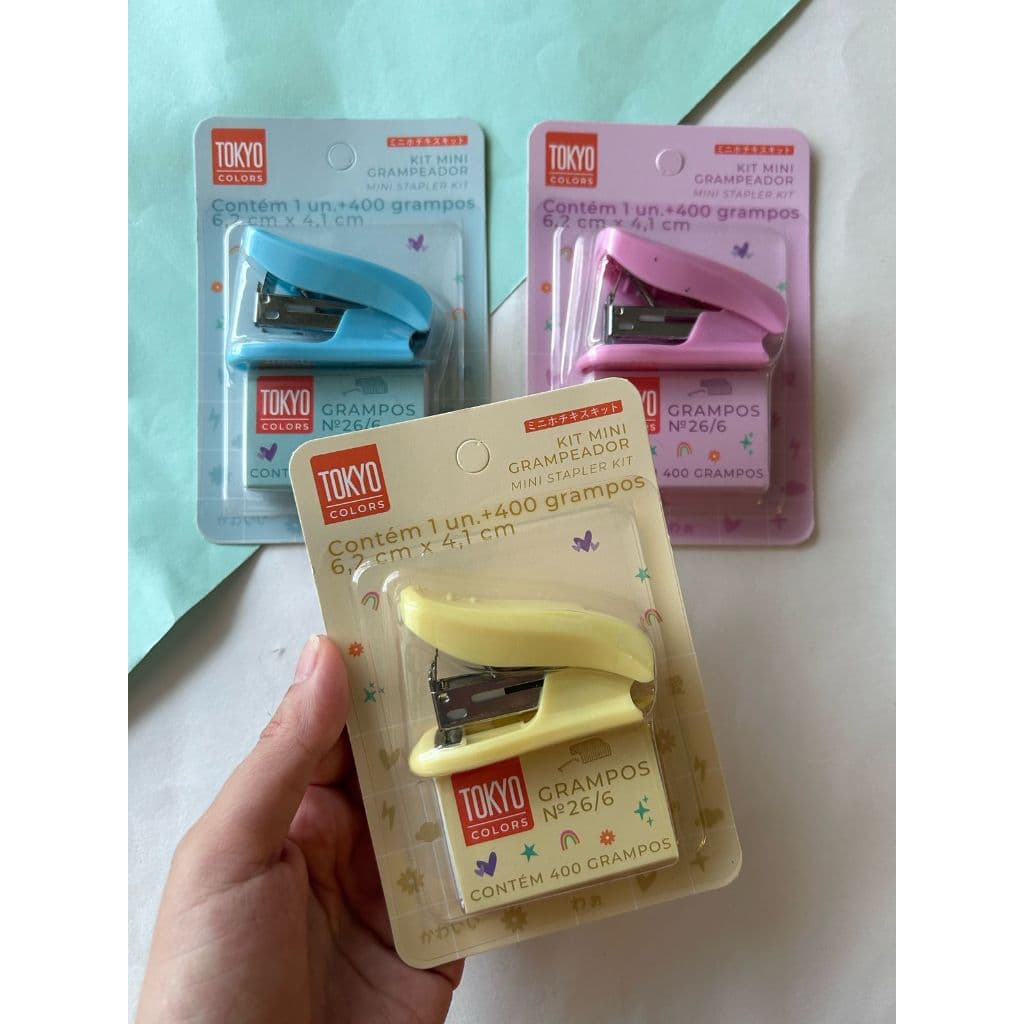 Mini Grampeador Com Grampo 6cm Para 12 Folhas Papelaria