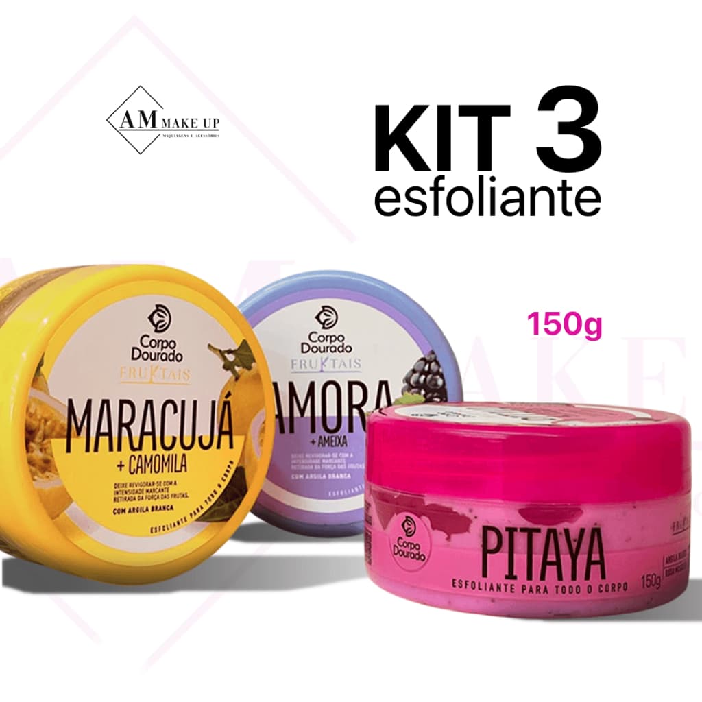 Kit C/3und Esfoliante Corpo e Rosto Corpo Dourado Fruktais - 150g