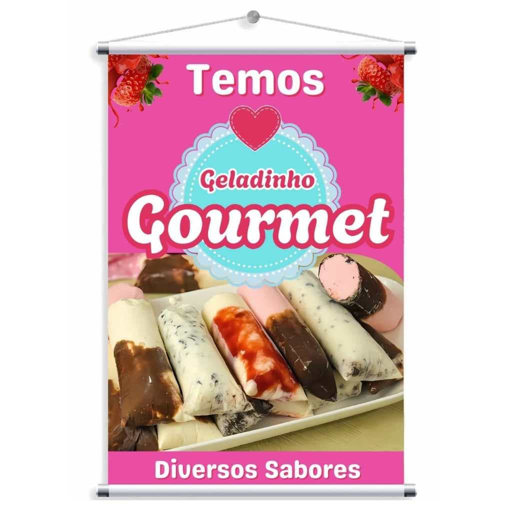 BANNER GELADINHO GOURMET, JUJU, SACOLÉ, GELADÃO (BAN 27)