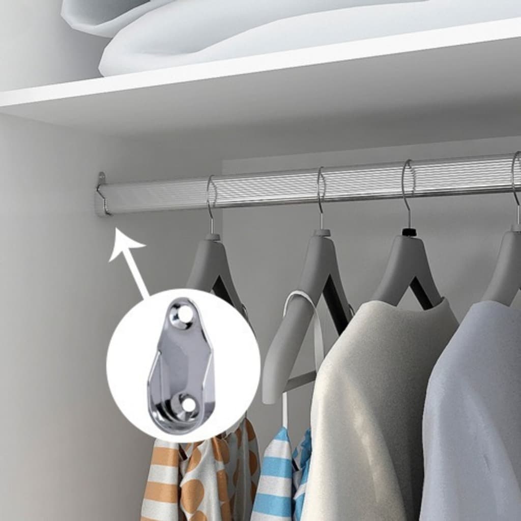 2 Peças - Suporte Lateral Para Guarda Roupa Tubo Cabideiro Oval Oblongo Cromado Com Parafuso