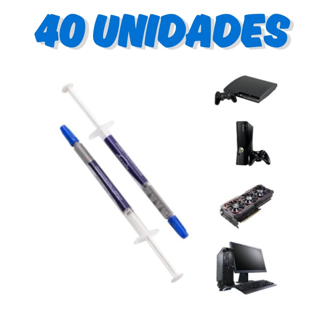 Kit 40 Unidades Pasta Térmica Computador Prata 1G PC Ps4 Placa Processador Xbox Consoles CPU