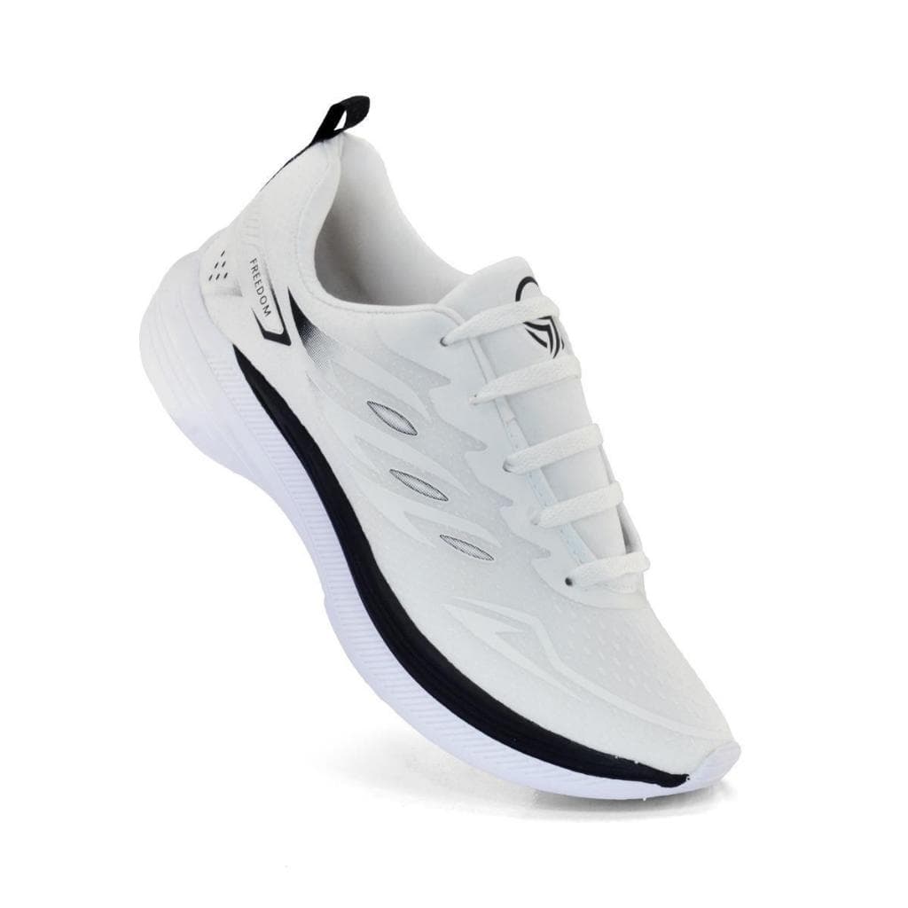 Tenis Masculino Escolar Academia Original FREEDOM Corrida Caminhada Lançamento BRANCO PRETO