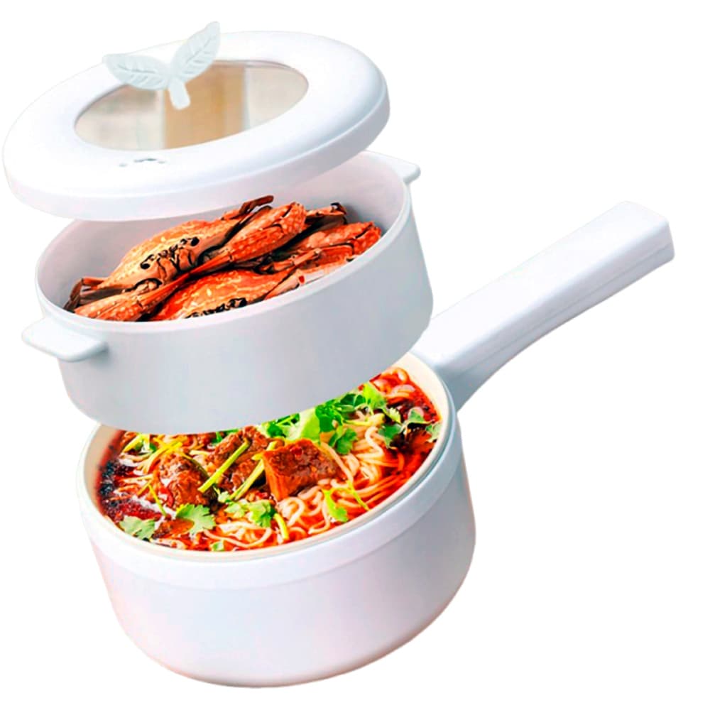 Panela Elétrica Dupla C/ Vapor 110V e 220V 700W 1.5L Antiaderente Cozinha e Frita