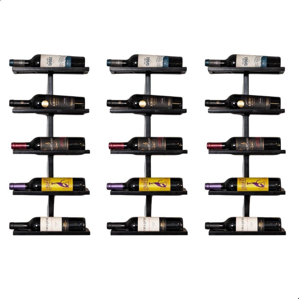 Adega Suspensa De Parede Estilo Industrial para 15 garrafas Suporte Vinho Cachaça Bebidas- Kit com 3 Unidades