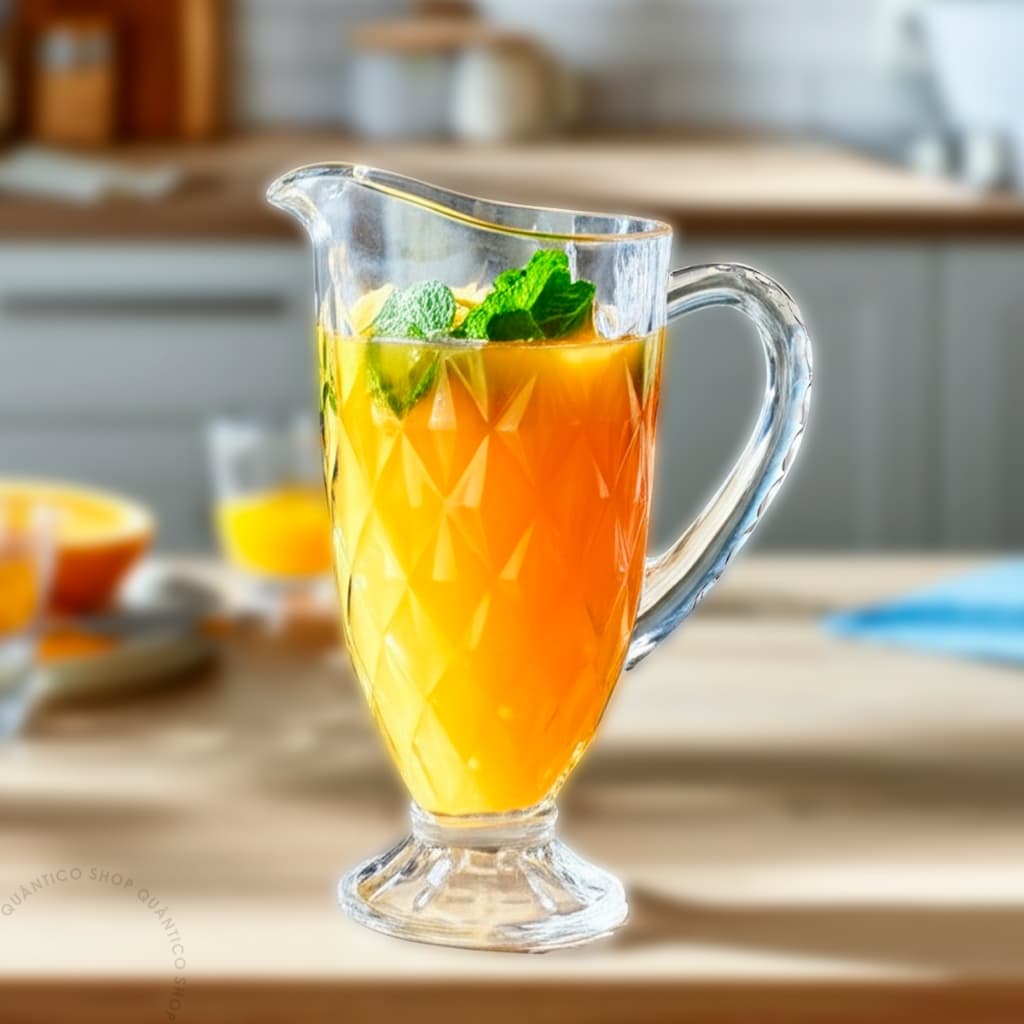 Jarra De Vidro Diamond Luxo Agua Suco Drinks Chá 1.2L