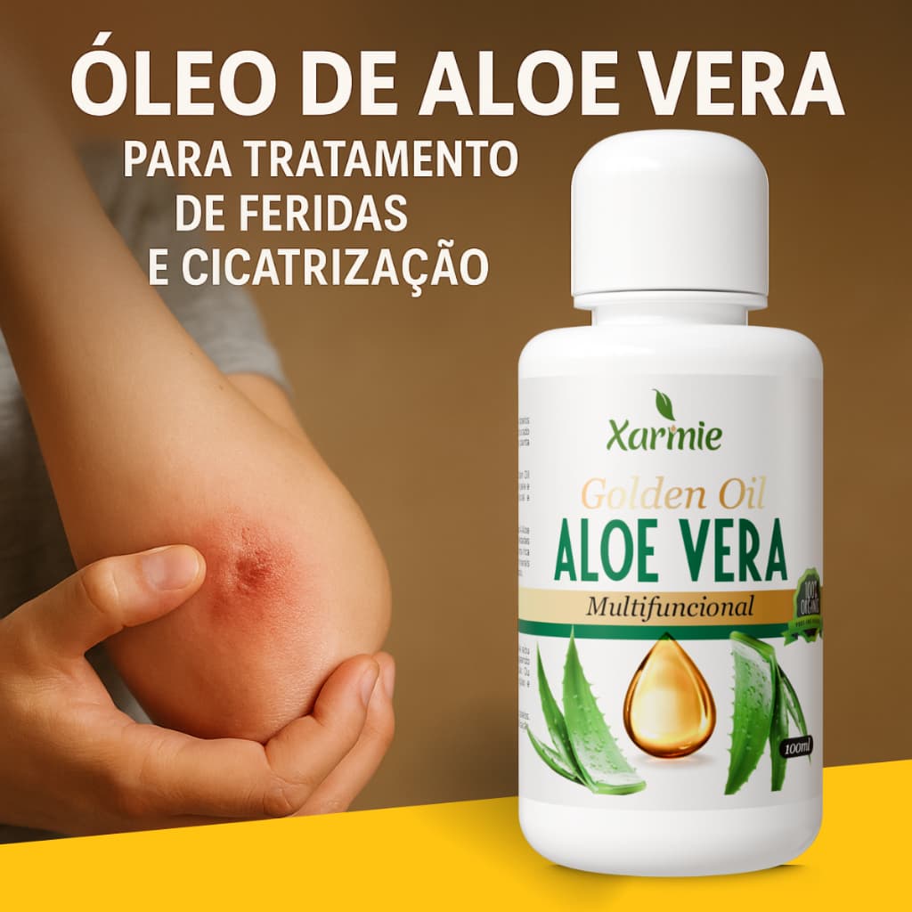 Óleo de Aloe Vera Babosa para Tratamento de Feridas e Cicatrizes 100ml