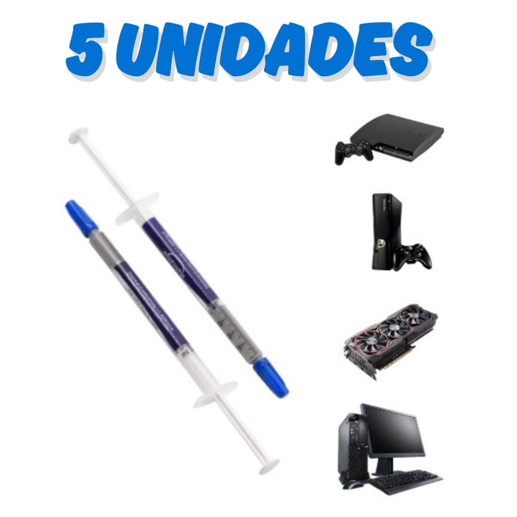 Kit 5 Unidades Pasta Térmica Computador Prata 1G PC Ps4 Placa Processador Xbox Consoles CPU