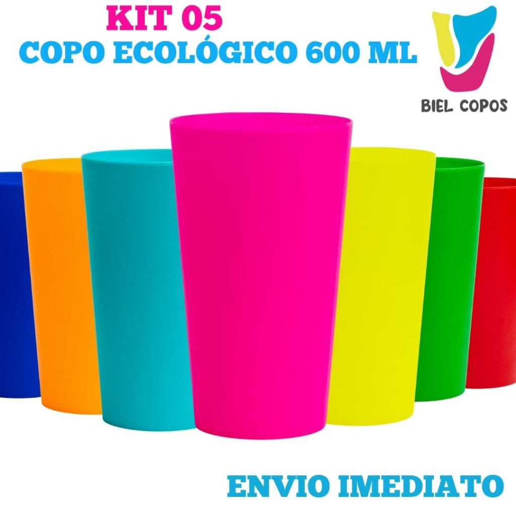 Kit 5 Copo Ecológico 600 mL- Copo Carnaval
